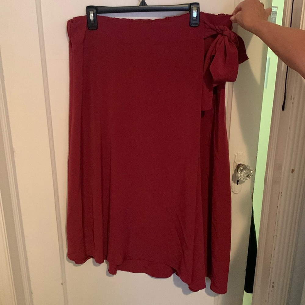Brick red midi skirt